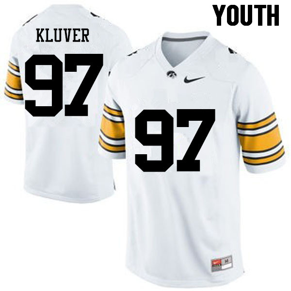 Youth Iowa Hawkeyes #97 Tyler Kluver College Football Jerseys-White - Click Image to Close